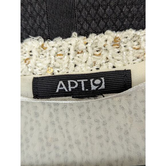 APT. 9! CREAM W/GOLD MINI SEQUINS DROP TAIL "BLOUSE" SWEATER! SZ M - Picture 5 of 8